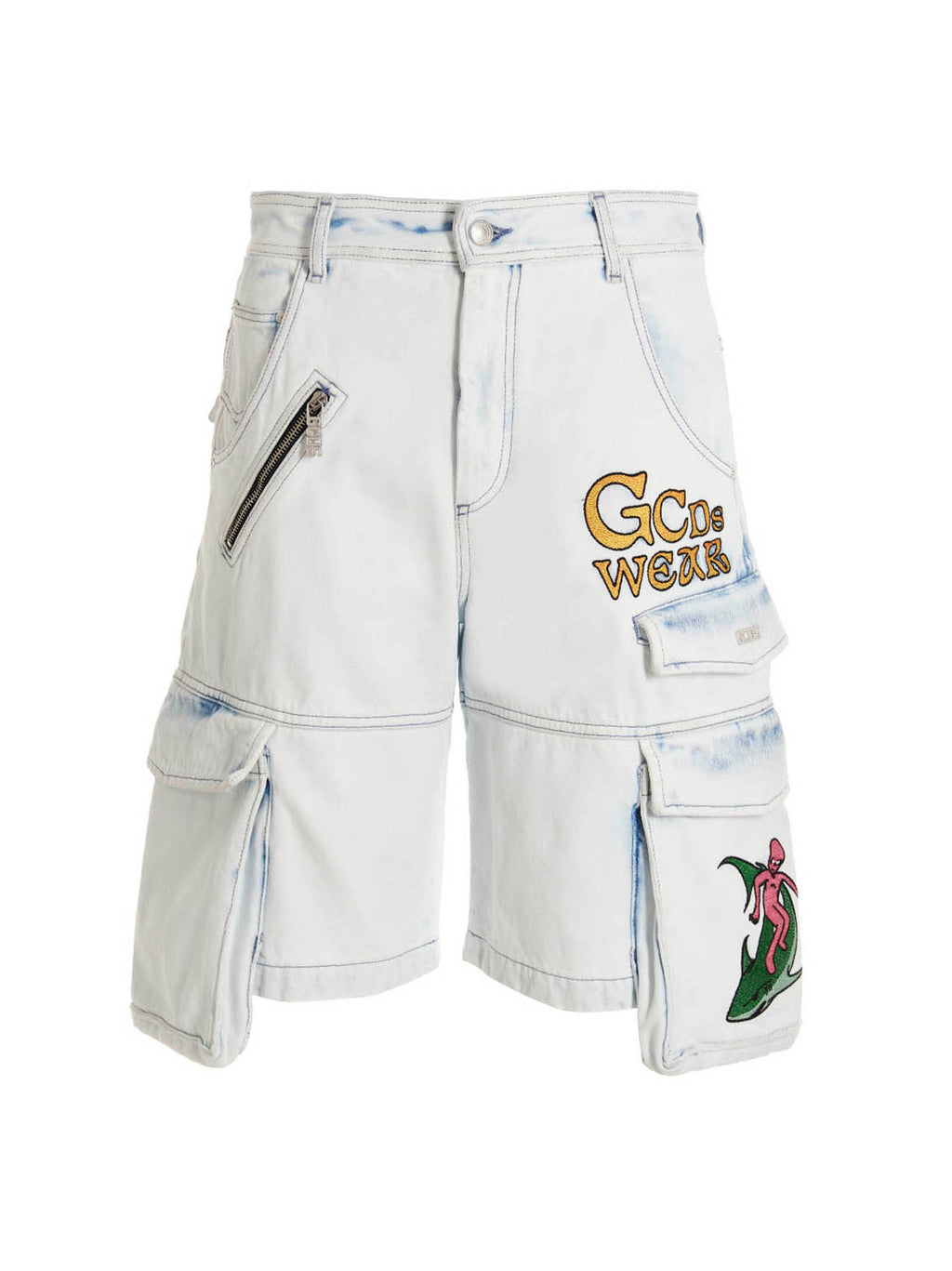 GCDS Blue Cotton Bermuda Shorts
