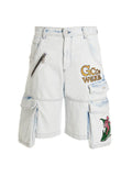 GCDS Blue Cotton Bermuda Shorts