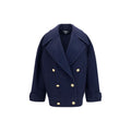 Balmain Blue Wool Oves Aries Coat