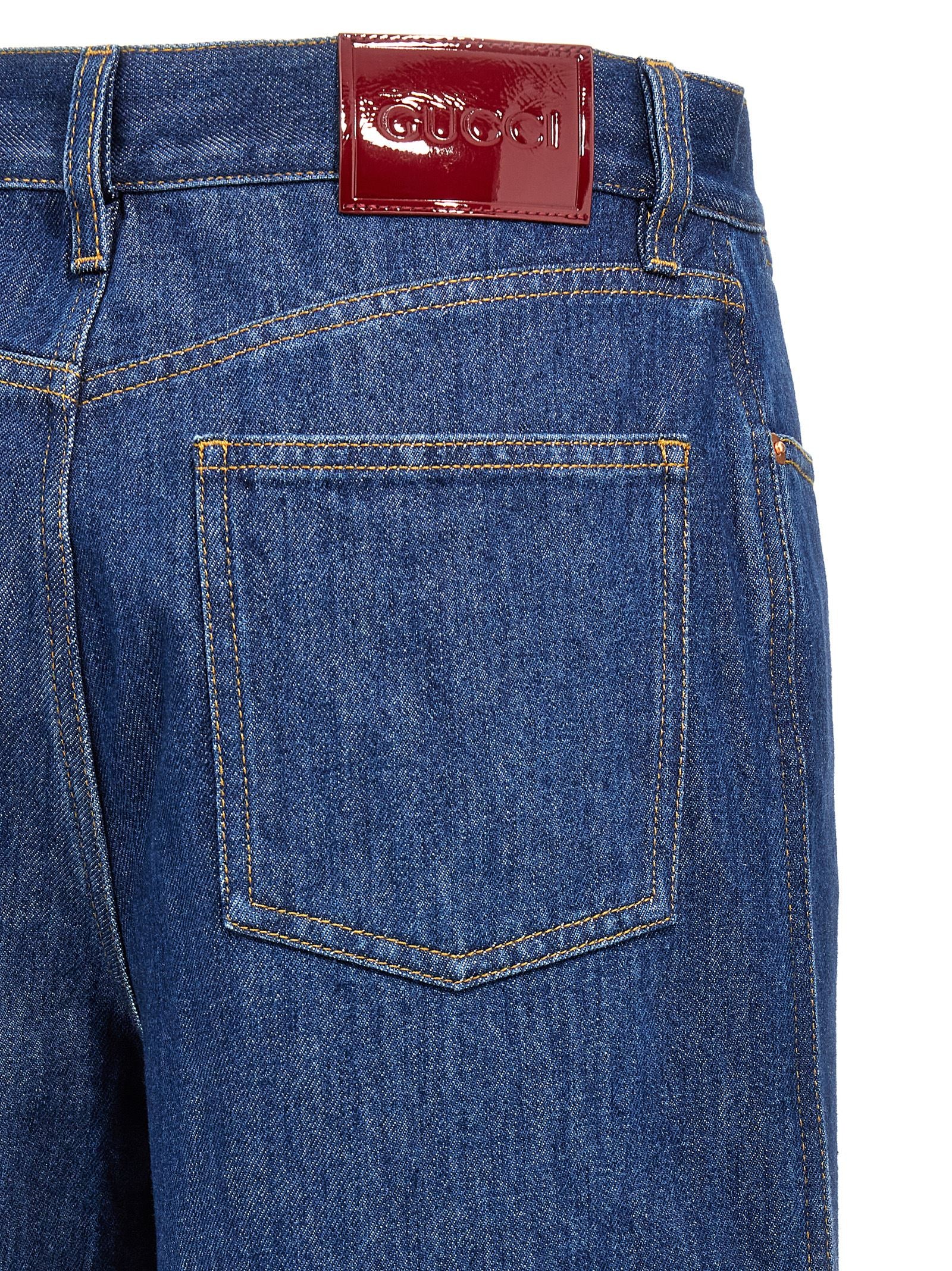 Gucci Blue Cotton Relaxed Fit Jeans