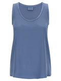 Brunello Cucinelli Blue Silk Sleeveles T-Shirt