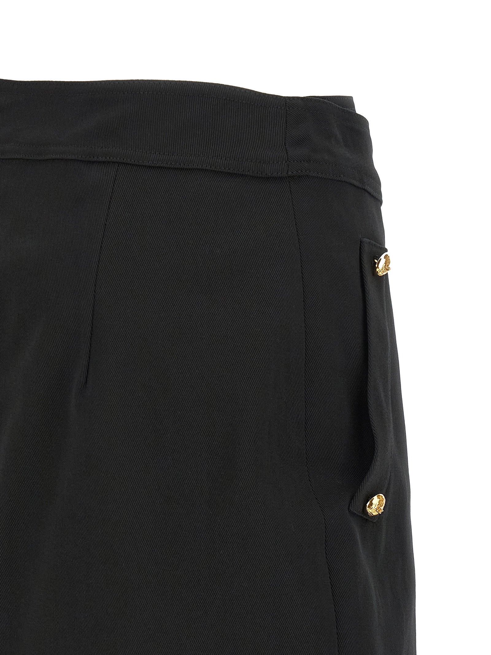 Elisabetta Franchi Black Cotton Long Skirt