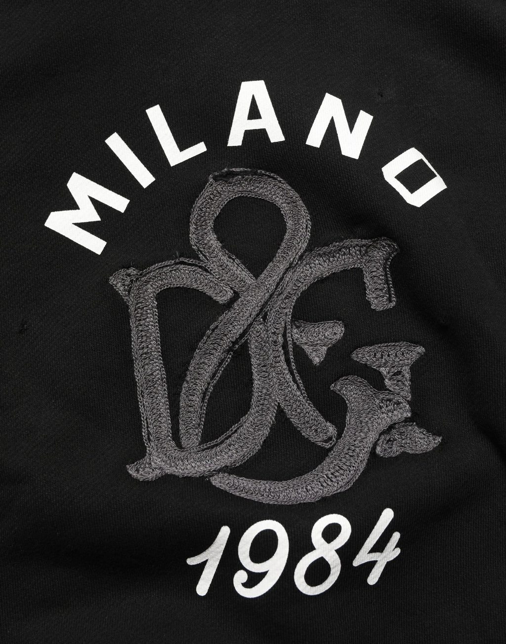 Dolce & Gabbana Zwarte Katoenen Milano1984 Print Hoodie Sweater