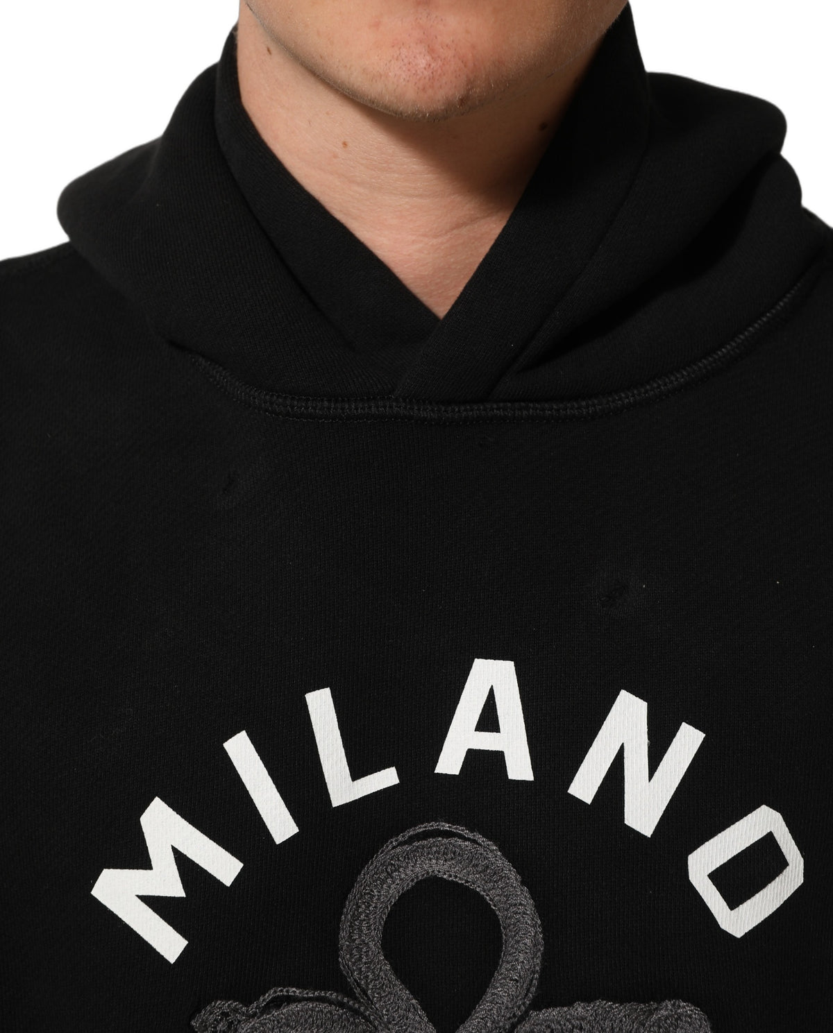 Dolce & Gabbana Zwarte Katoenen Milano1984 Print Hoodie Sweater