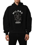 Dolce & Gabbana Zwarte Katoenen Milano1984 Print Hoodie Sweater