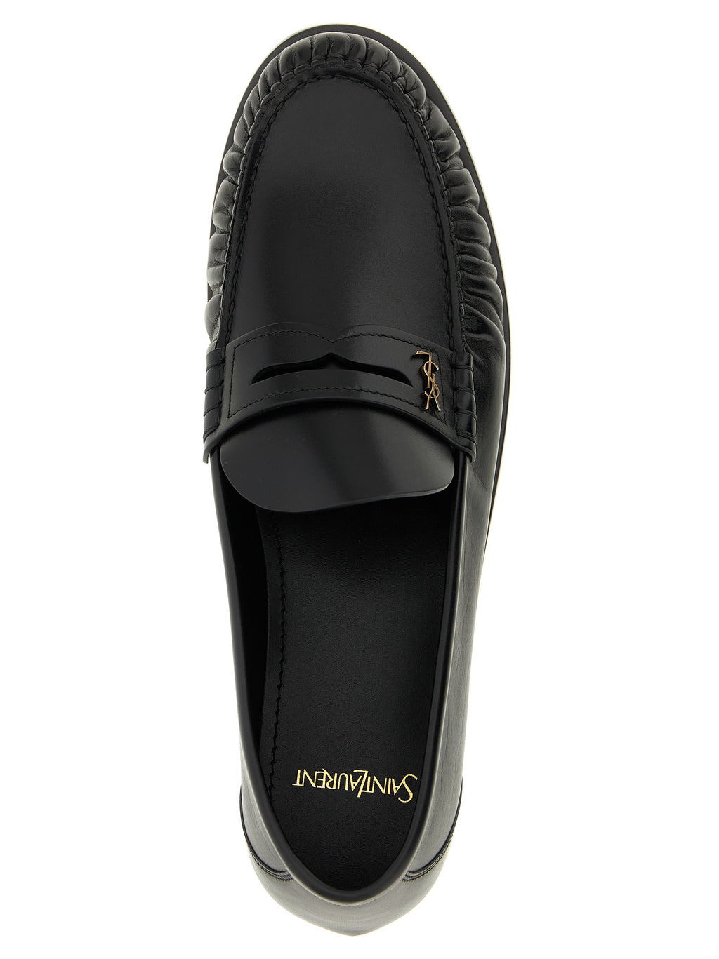 Saint Laurent Black Calfskin Slip-On Loafers