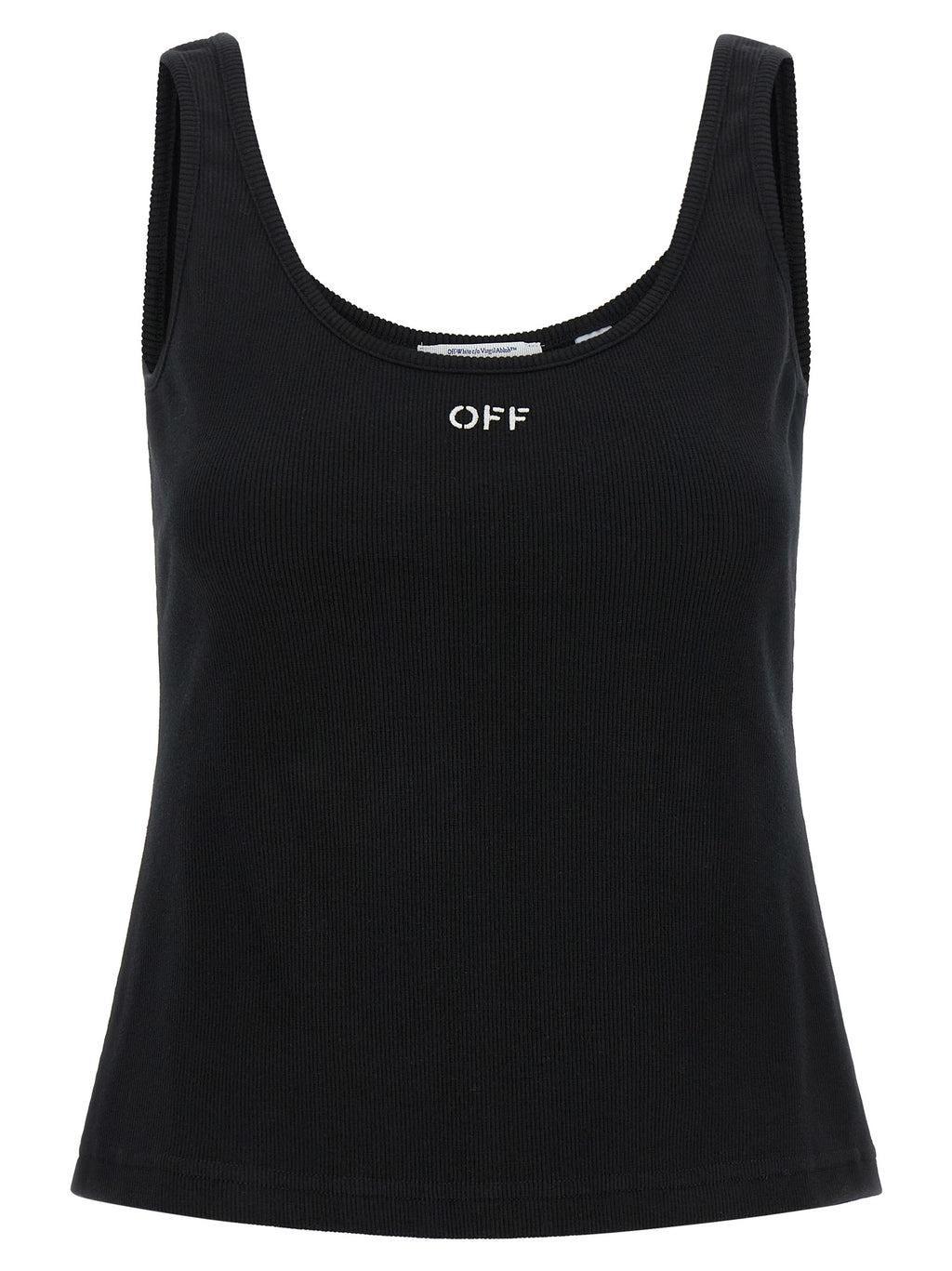 Off-White Black Cotton Tank Tops