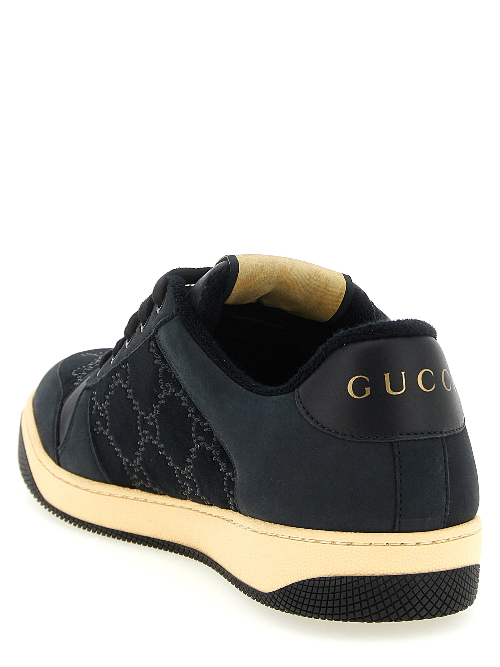 Gucci Black Cotton Low Top Sneakers