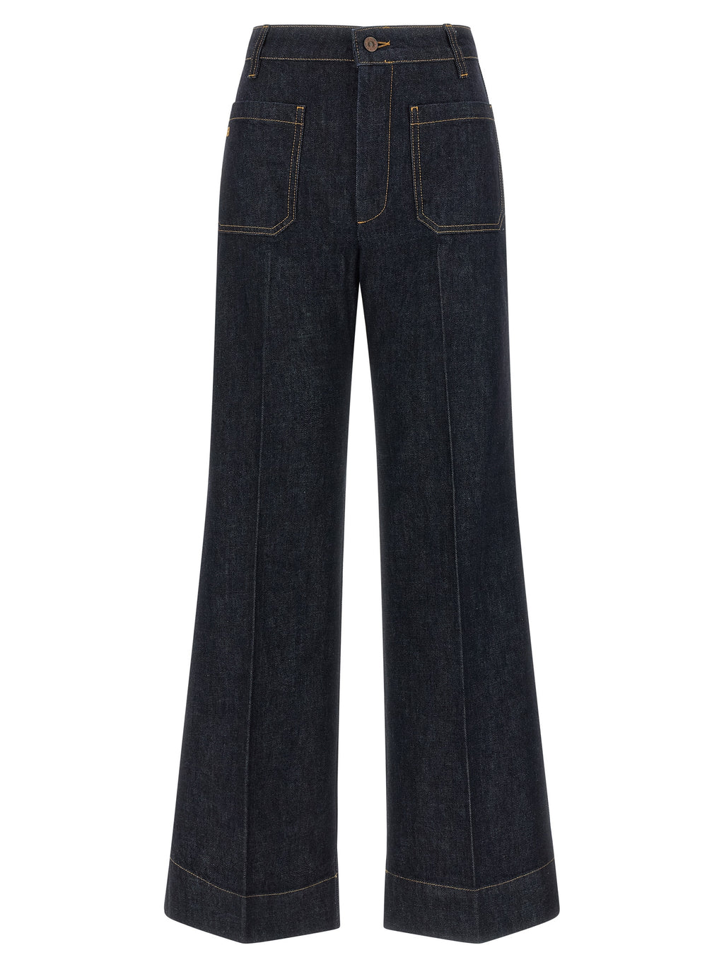 Victoria Beckham Blue Cotton Flared Jeans