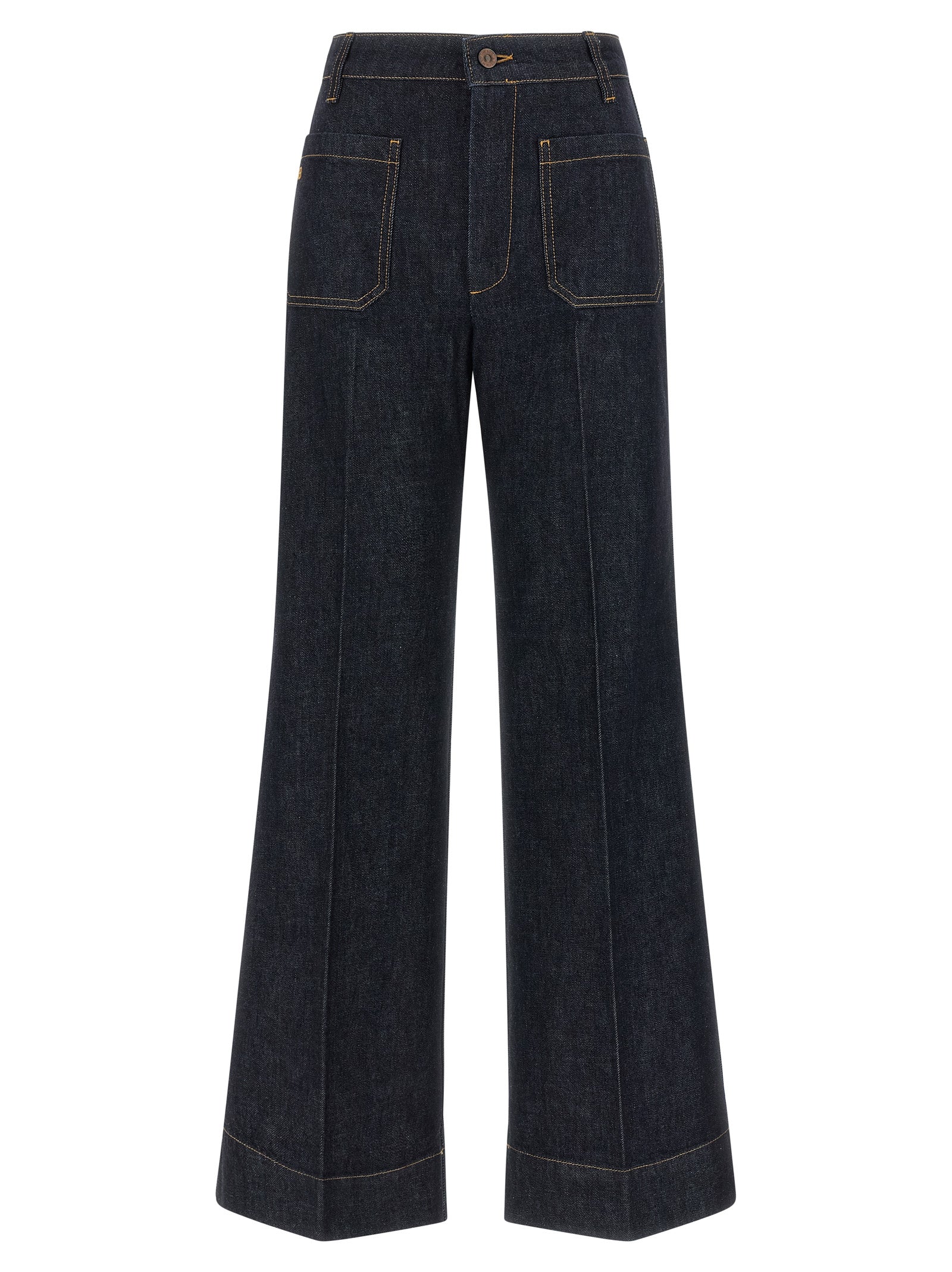 Victoria Beckham Blue Cotton Flared Jeans