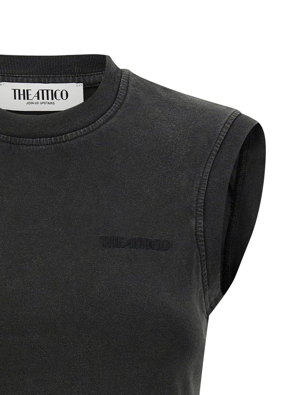 The Attico Black Cotton Sleeveles T-Shirt