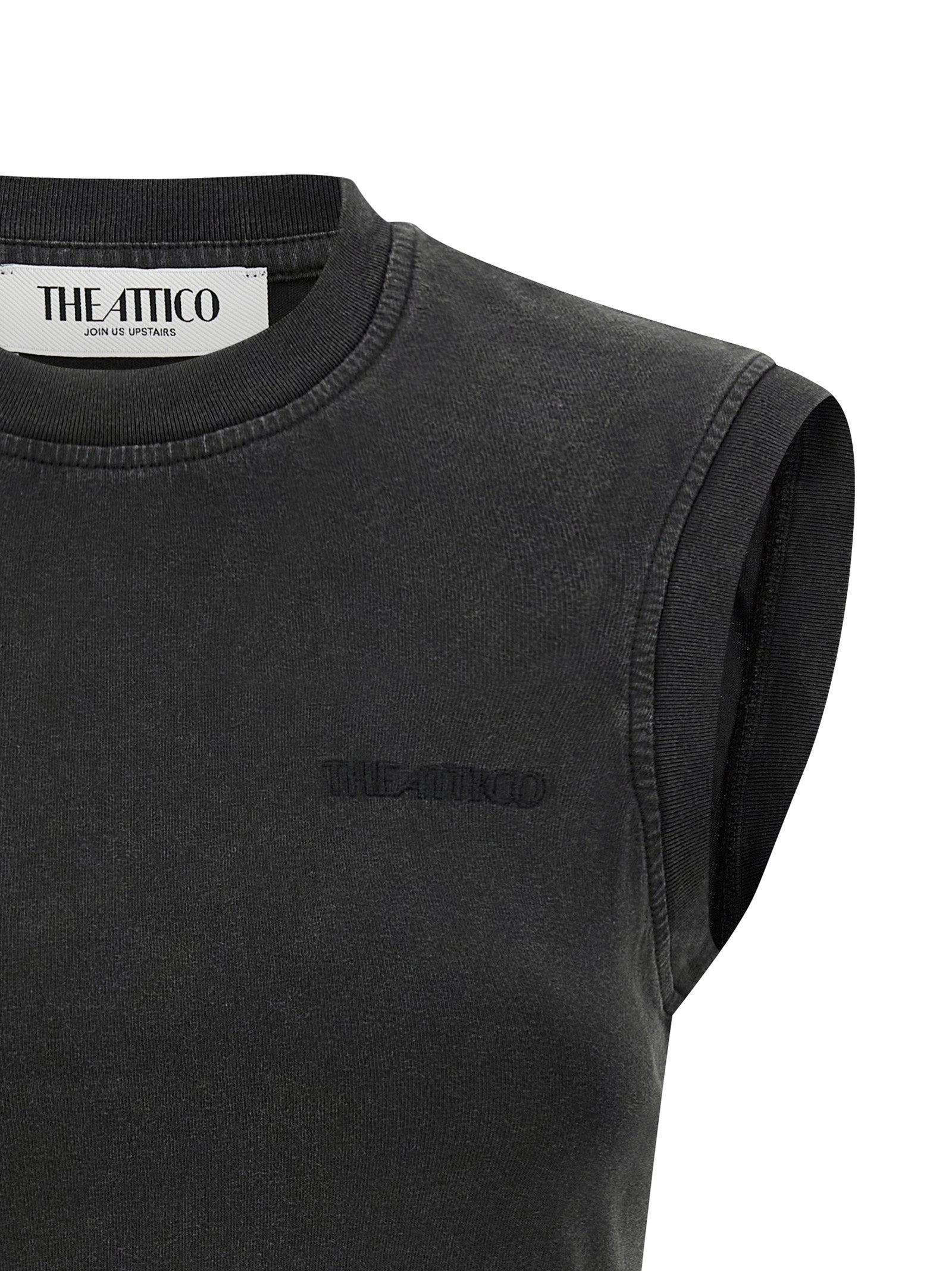 The Attico Black Cotton Sleeveles T-Shirt