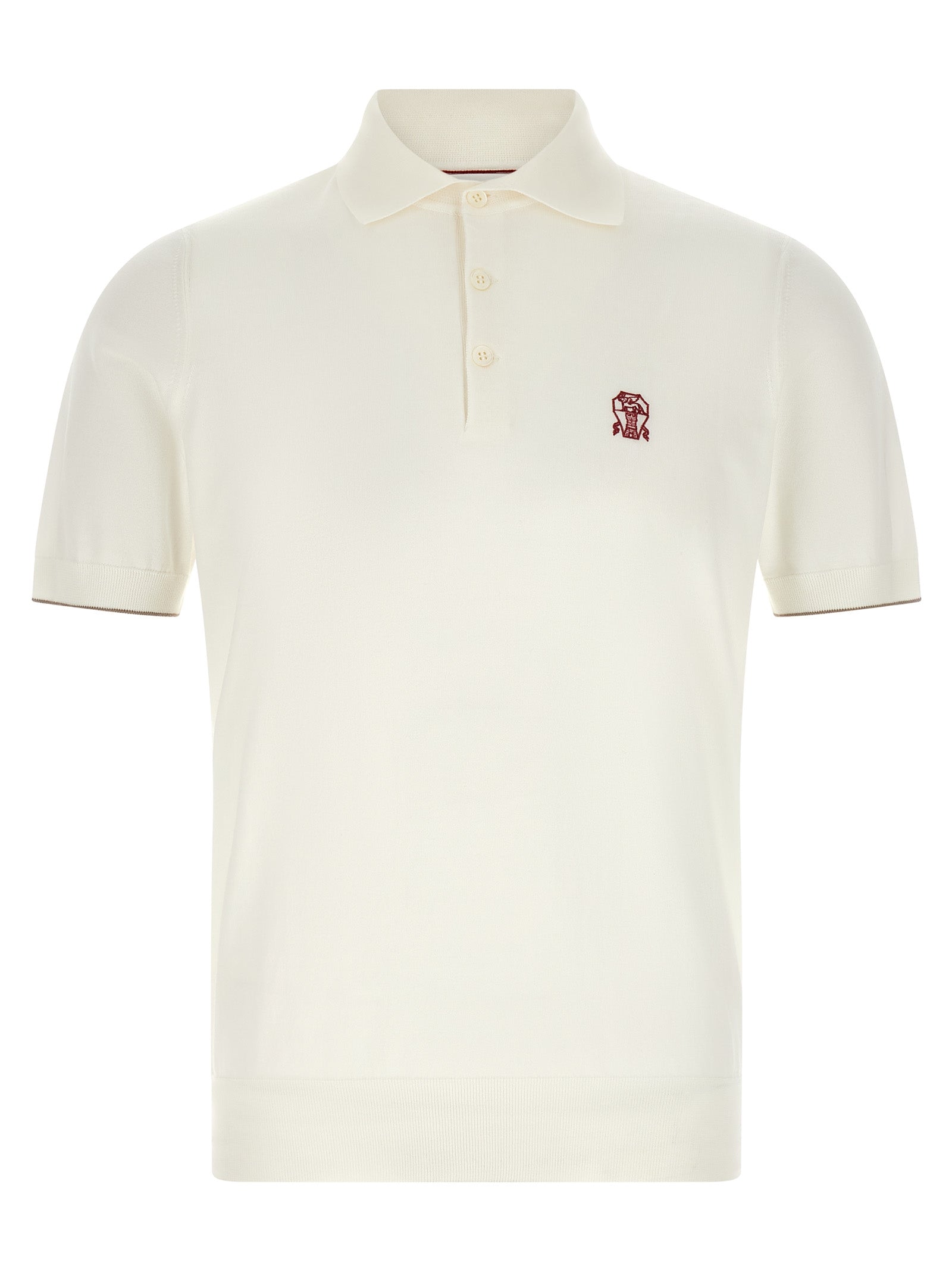 Brunello Cucinelli White Cotton Polo Shirt