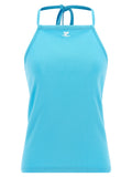 Courrèges Blue Cotton Tank Tops
