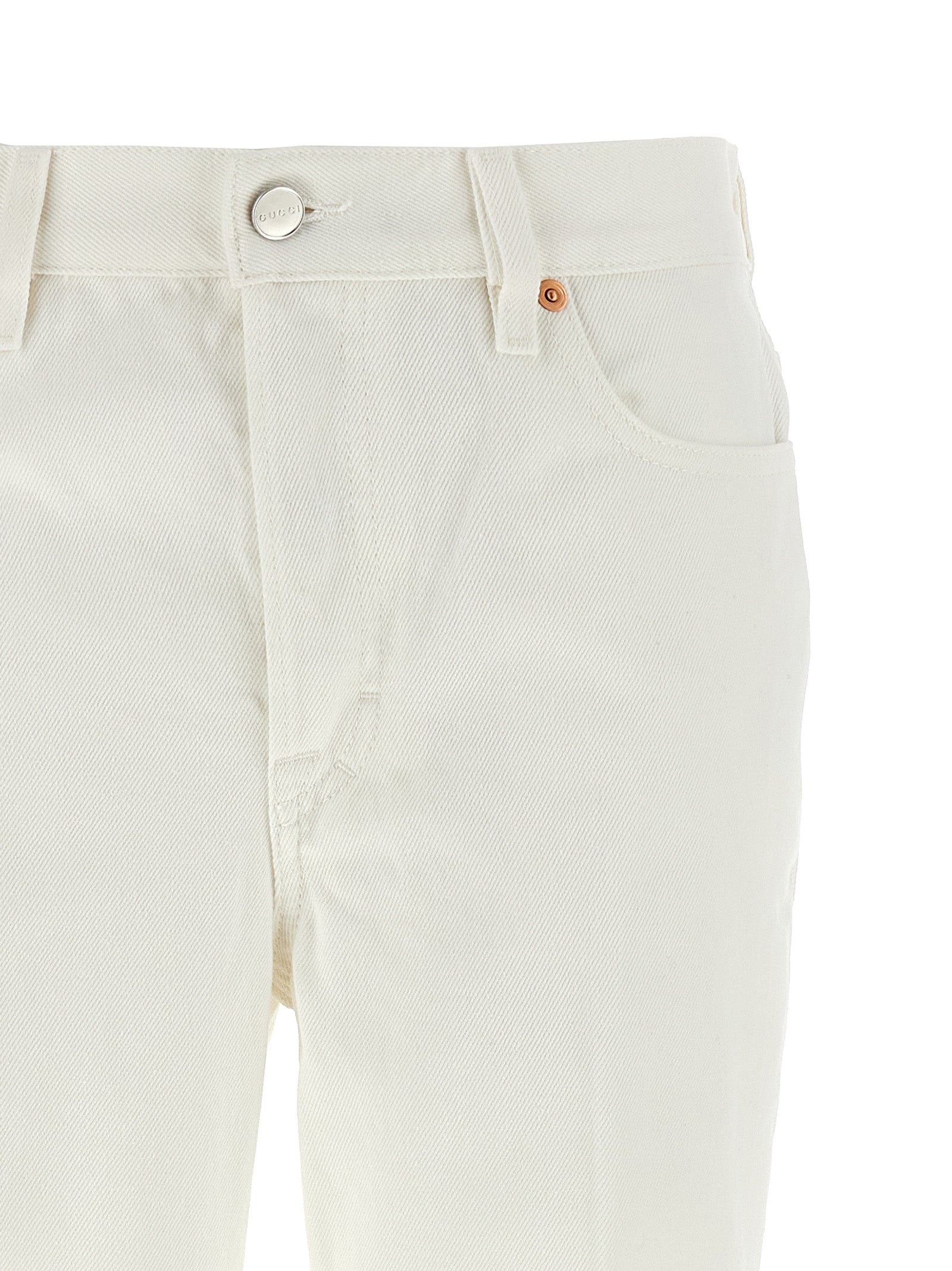Gucci White Cotton Cropped Jeans