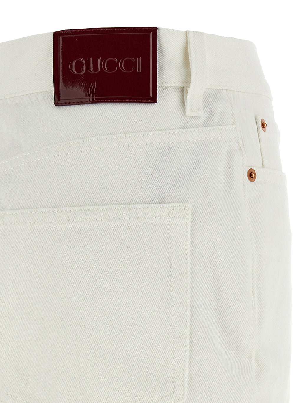 Gucci White Cotton Cropped Jeans