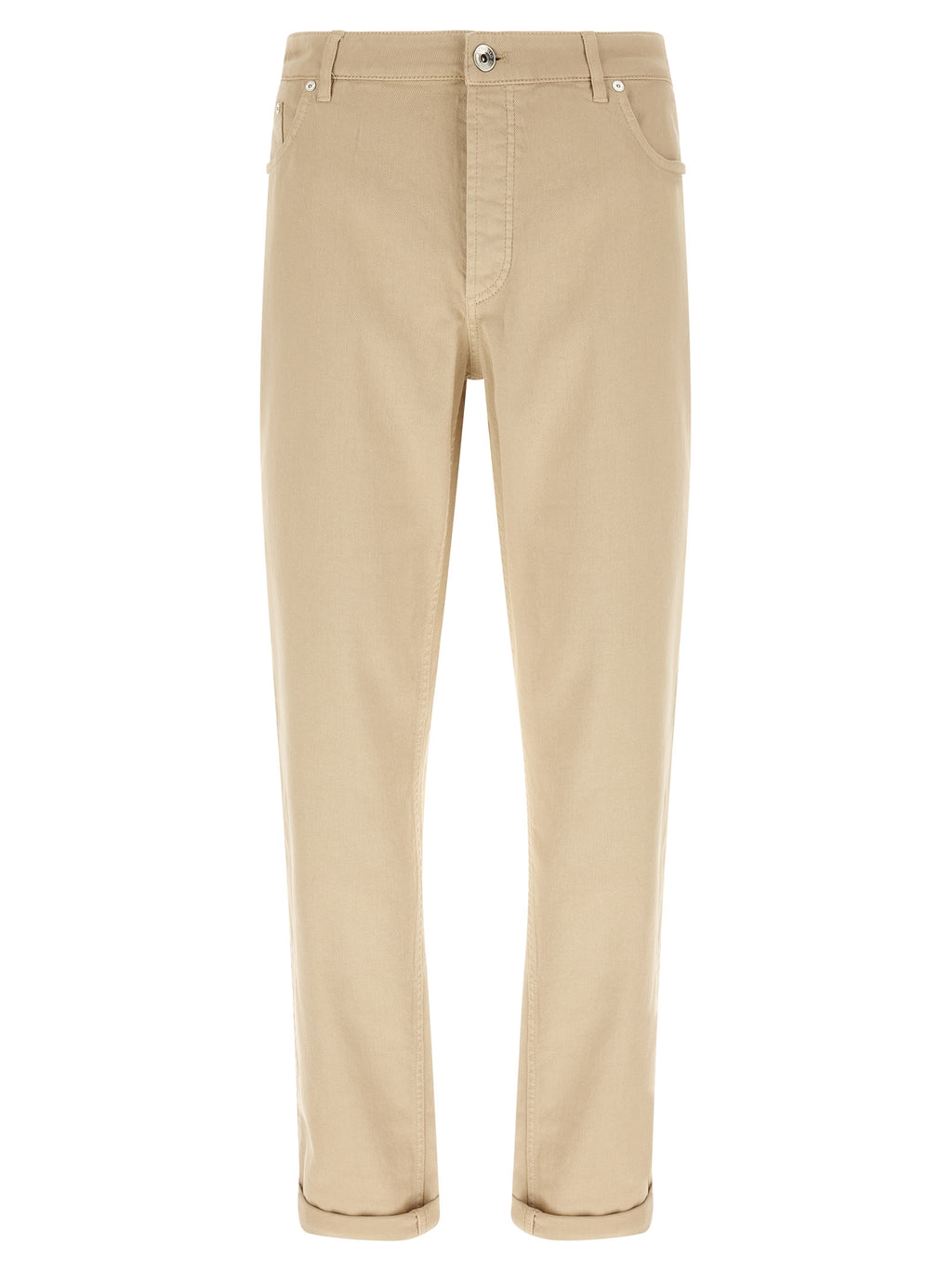 Brunello Cucinelli Beige Cotton Tapered Jeans