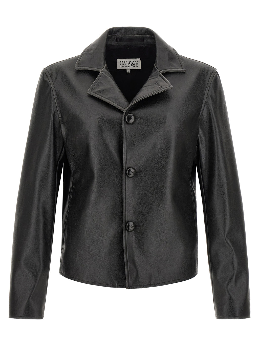 MM6 Maison Margiela Black Polyester Leather Jacket