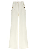 Max Mara White Cotton Flared Pants