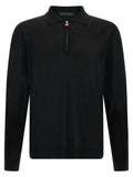 Kiton Black Wool Polo Shirt
