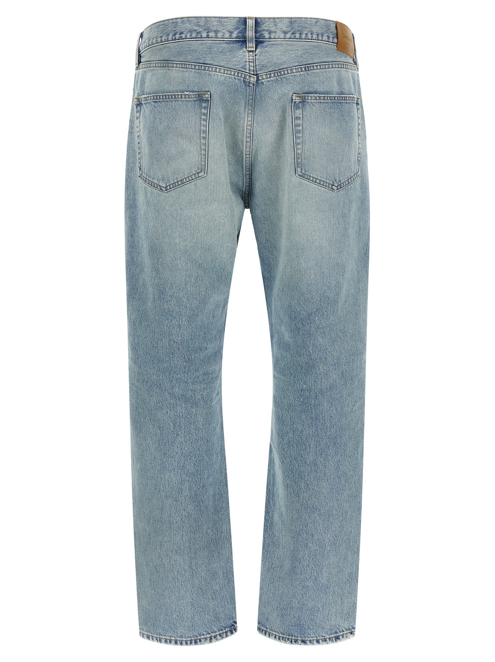 Saint Laurent Blue Cotton Straight-Leg Jeans