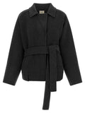 Khaite Gray Wool Full-Length Jacket