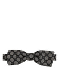 Dolce & Gabbana Black White Geometric Silk Adjustable Neck Papillon Bow Tie