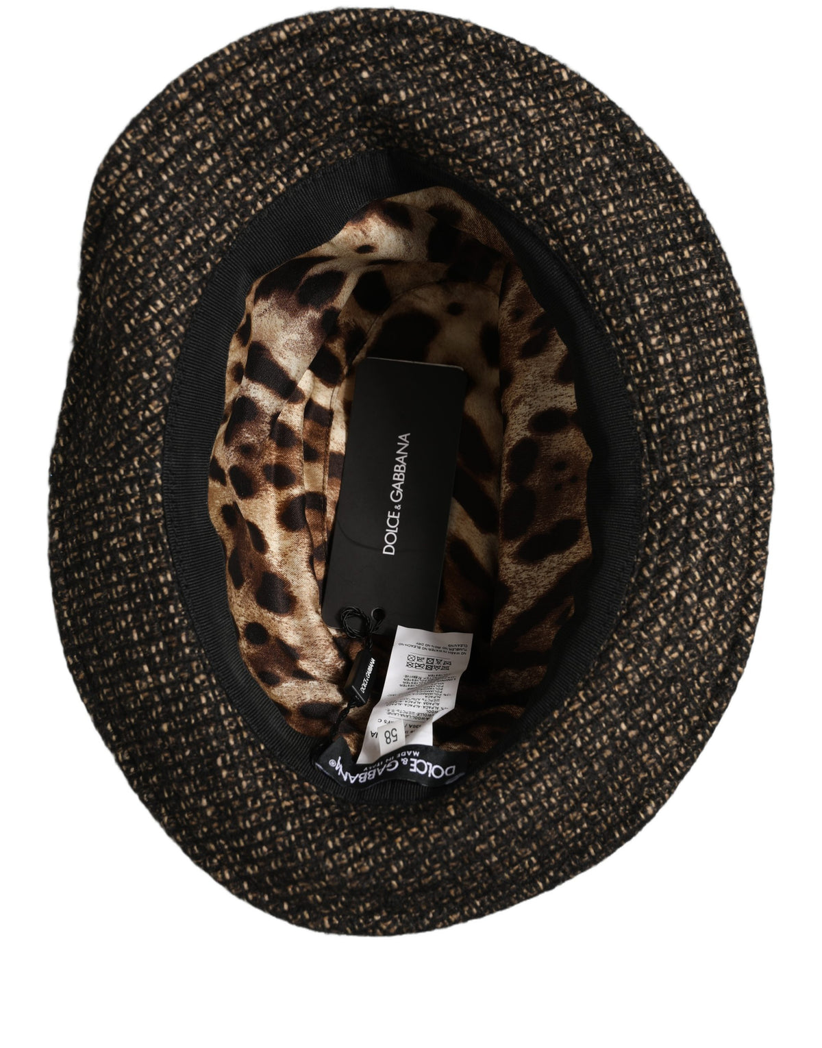 Dolce & Gabbana Grau Melange Tweed Capello Hut aus Mischgewebe mit Textur