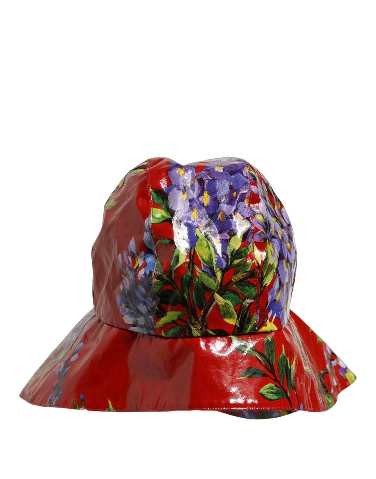 Dolce & Gabbana Glänzender roter floraler Sonnenhut mit breiter Krempe