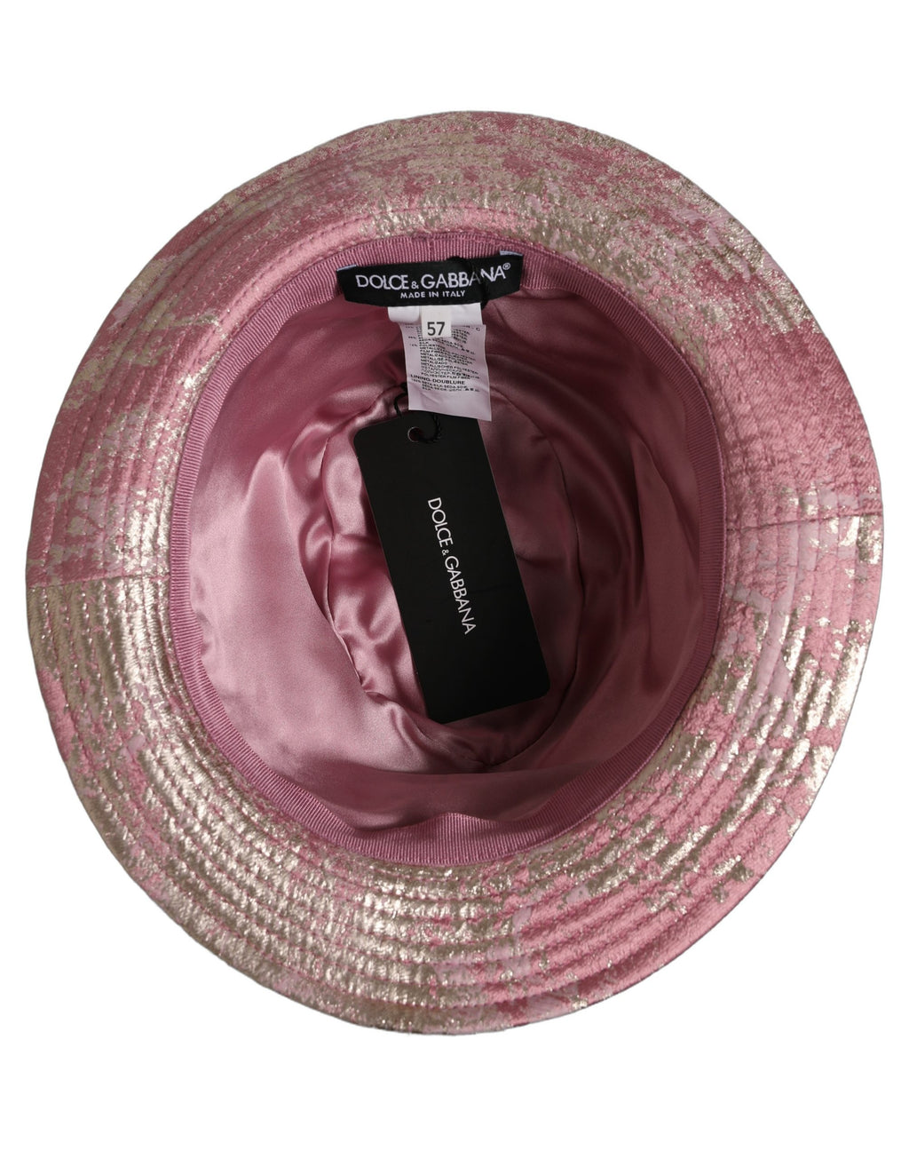 Dolce & Gabbana Roze Metallic Jacquard Patroon Bucket Capello Hoed