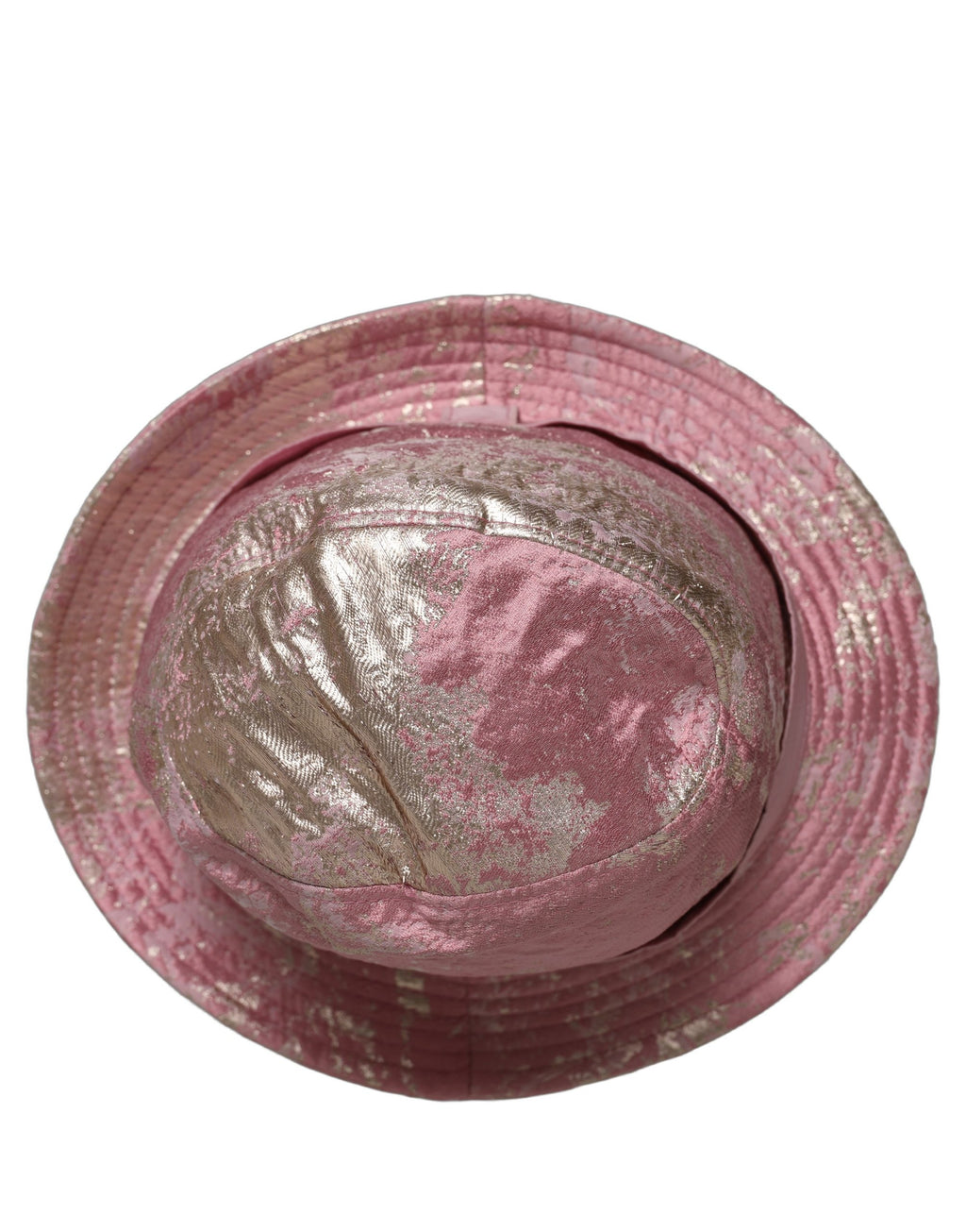 Dolce & Gabbana Roze Metallic Jacquard Patroon Bucket Capello Hoed