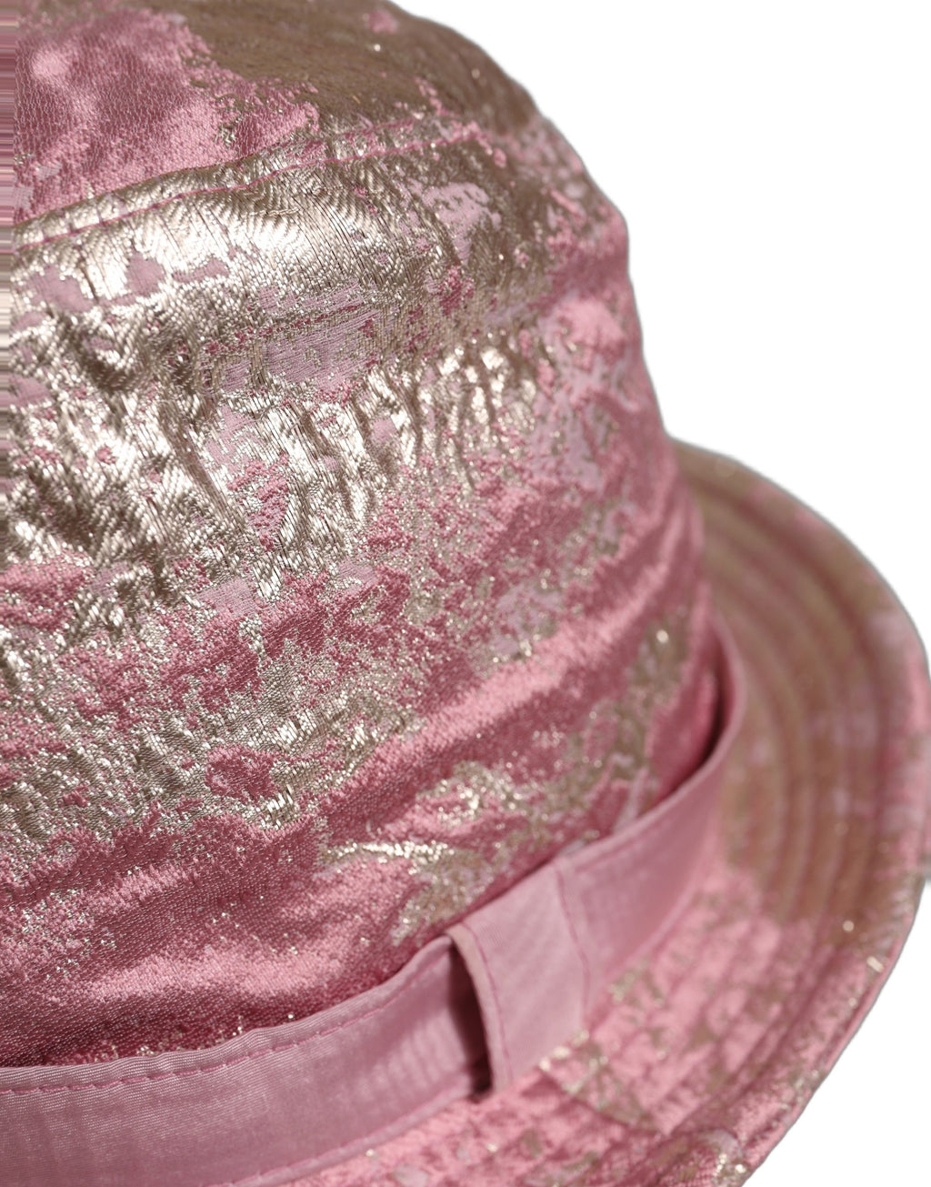 Dolce & Gabbana Roze Metallic Jacquard Patroon Bucket Capello Hoed