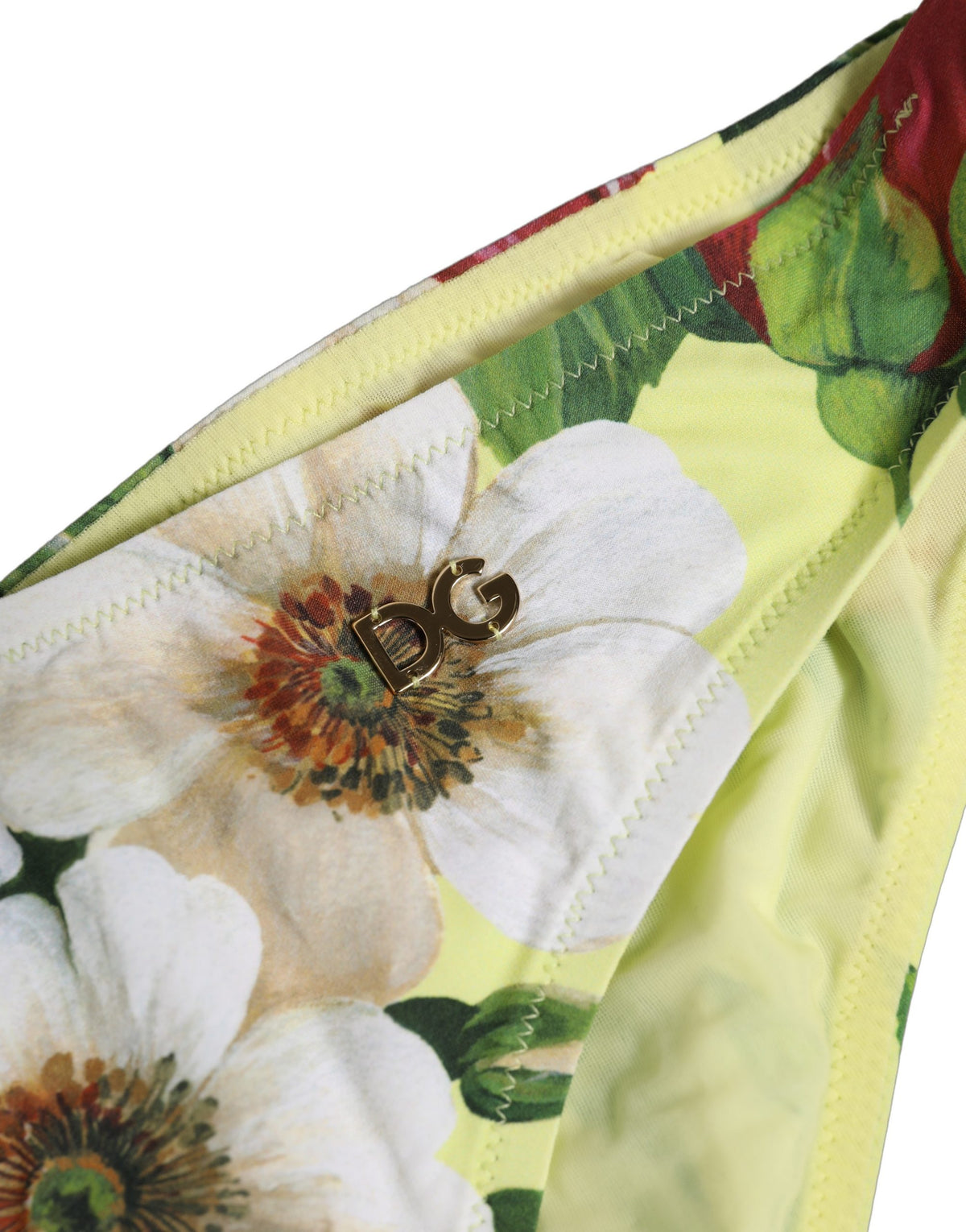 Dolce & Gabbana Bikinislip aus Nylon mit gelbem Blumenmuster