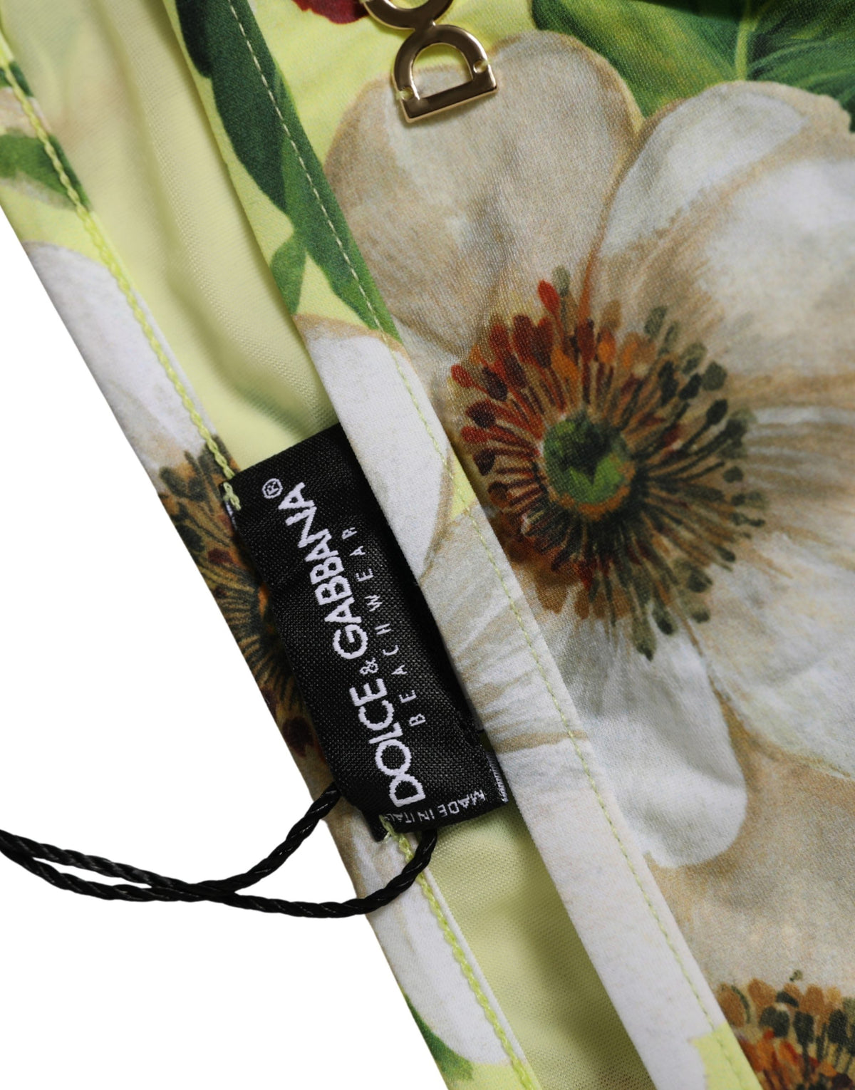 Dolce & Gabbana Gelbes Bikinihöschen aus Nylon mit Blumenprint
