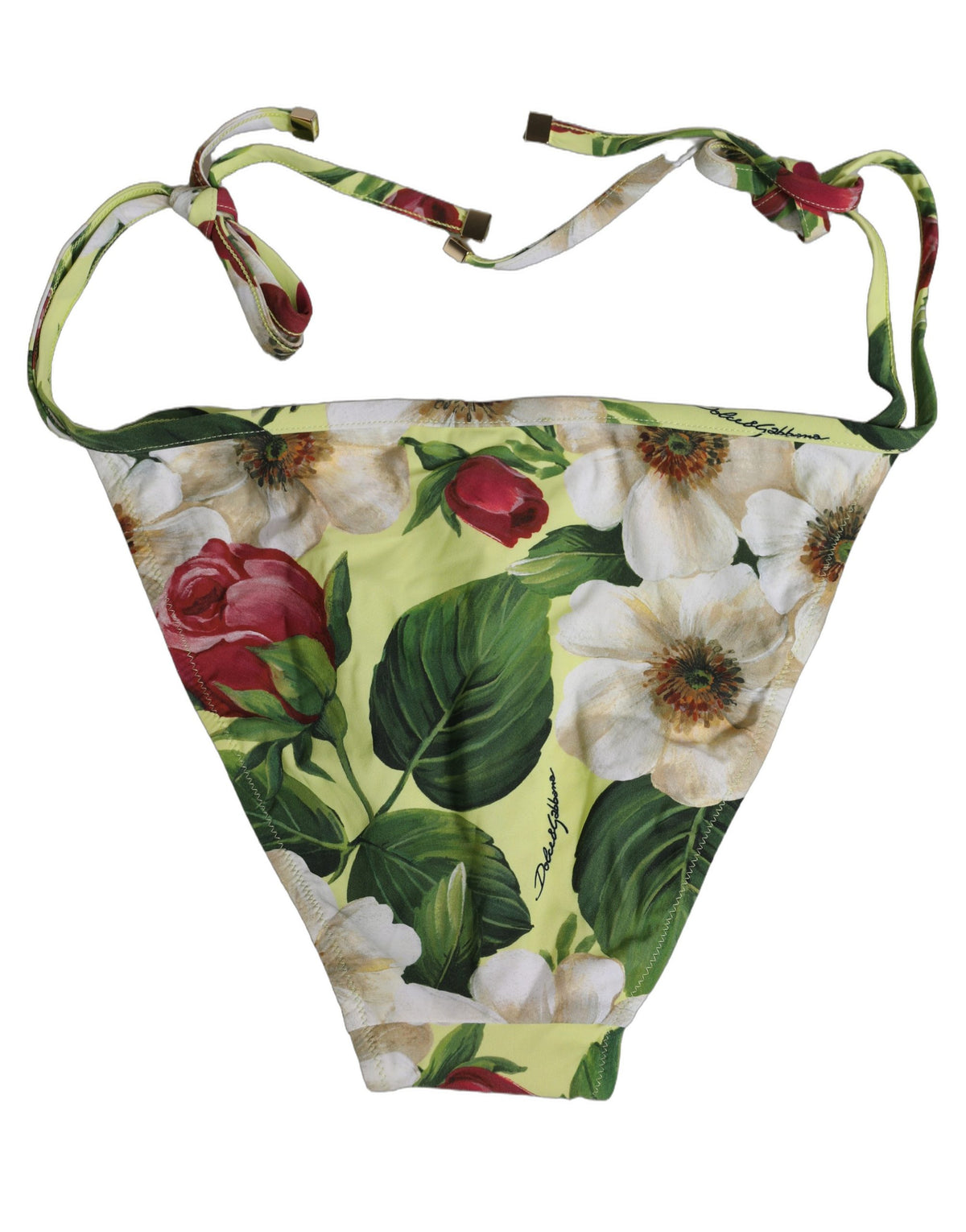 Dolce & Gabbana Gelbes Bikinihöschen aus Nylon mit Blumenprint