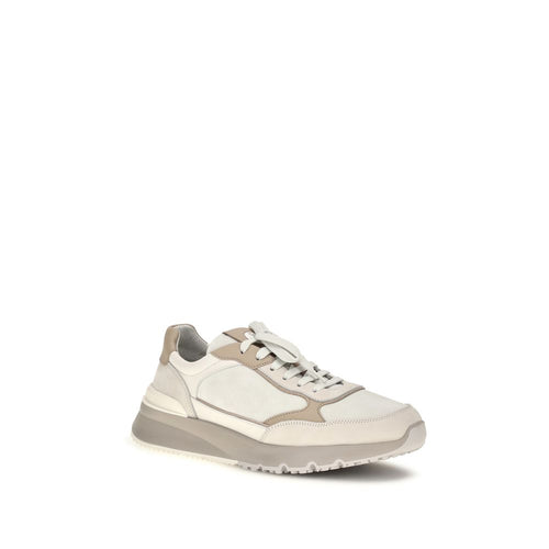 Brunello Cucinelli Beige Calf Leather Bos Taurus Athletic Sneakers