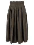 Khaite Brown Silk Midi Skirt