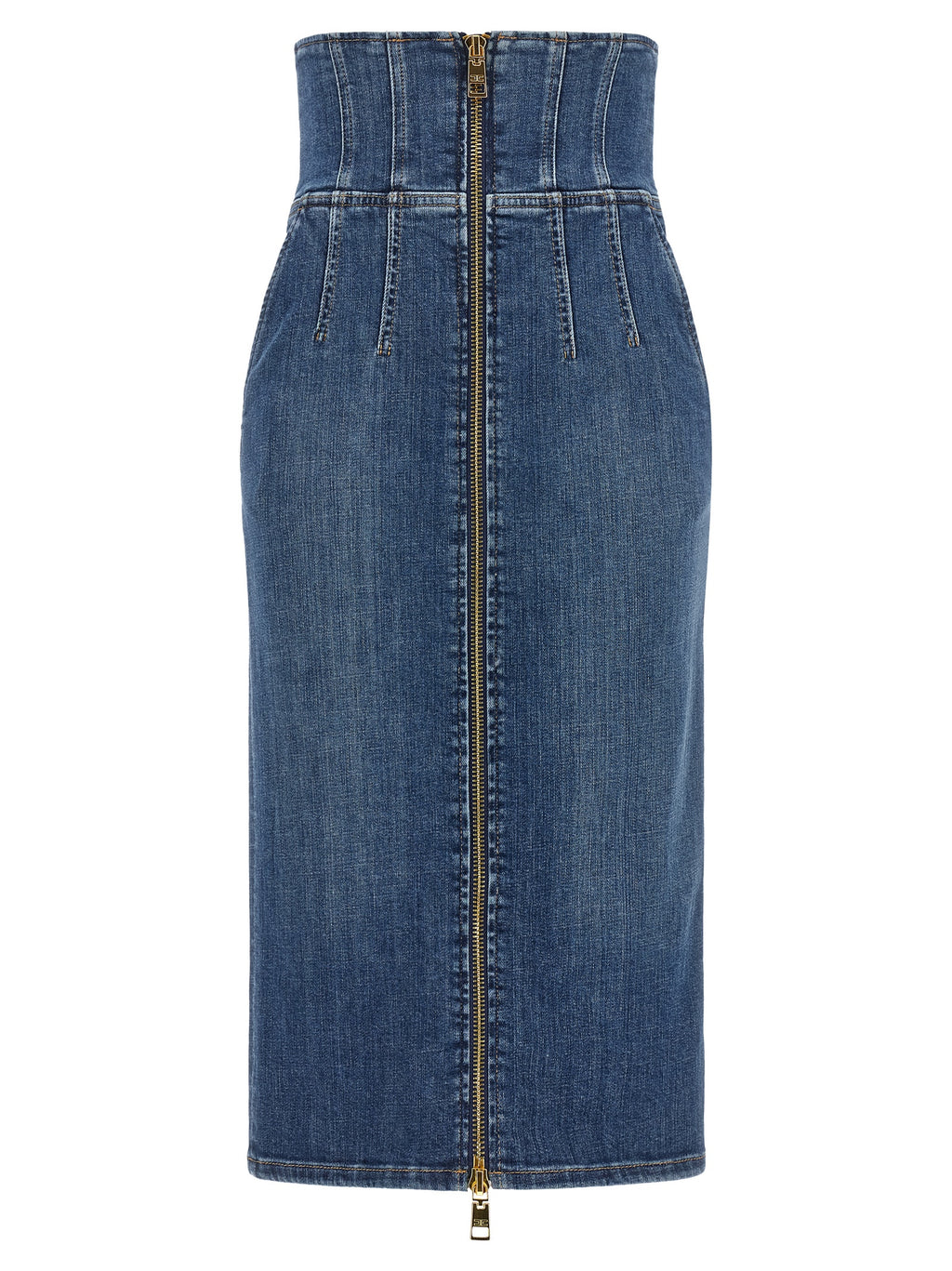 Elisabetta Franchi Blue Cotton Midi Skirt