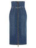 Elisabetta Franchi Blue Cotton Midi Skirt