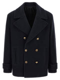 Balmain Blauwe Jas van Scheerwol