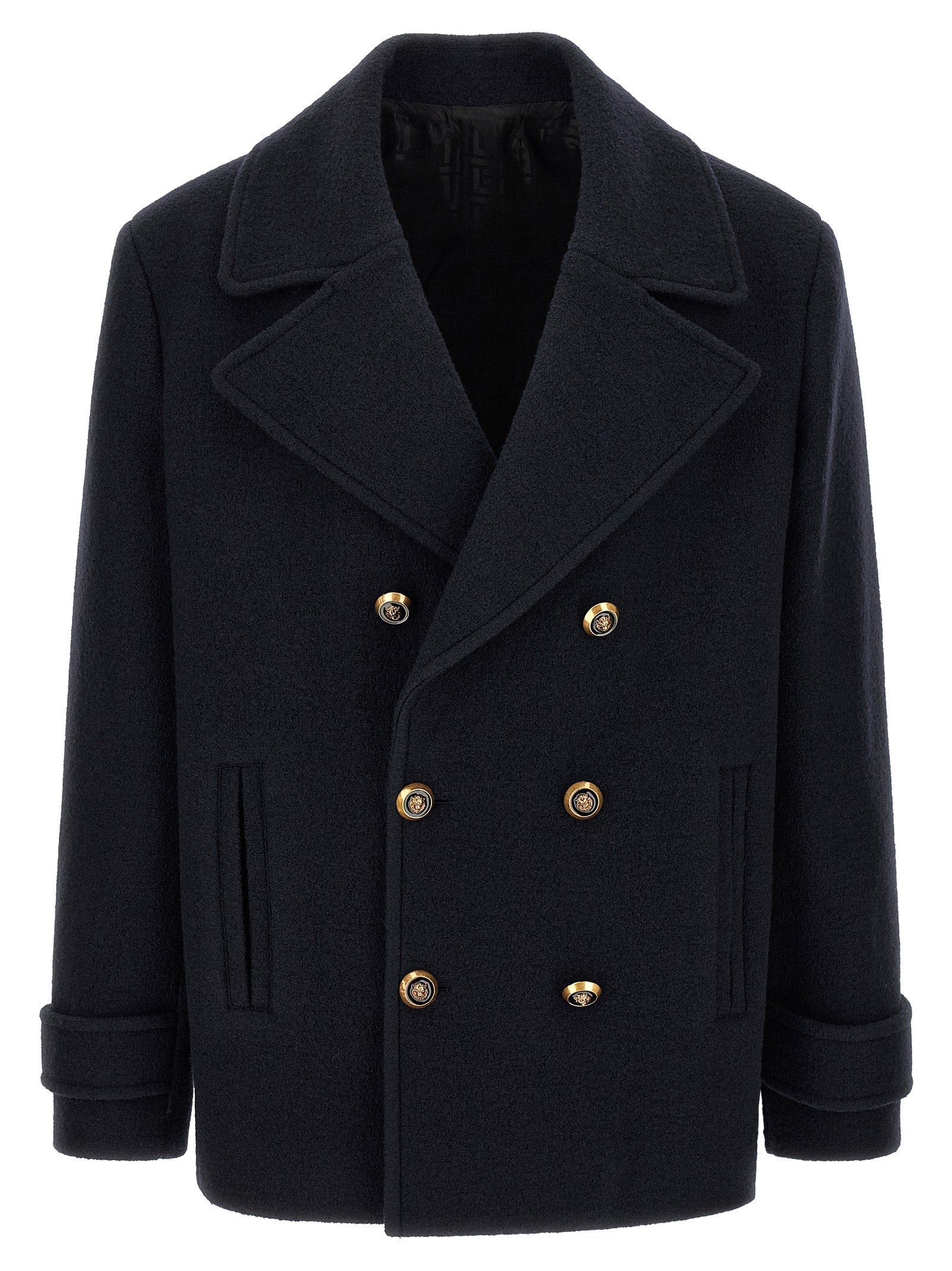 Balmain Blauwe Jas van Scheerwol