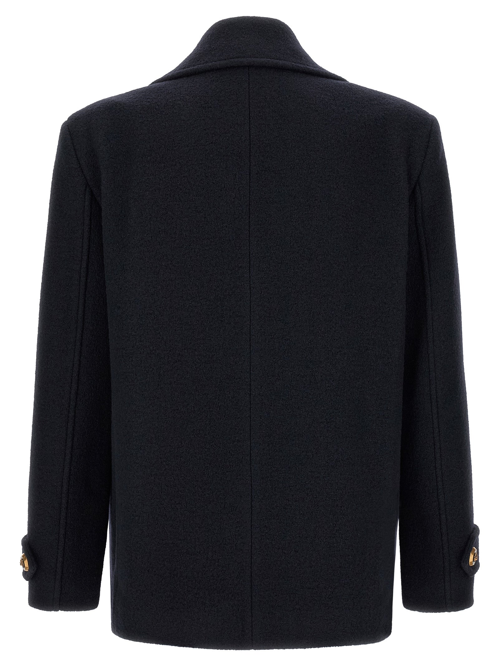Balmain Blauwe Jas van Scheerwol