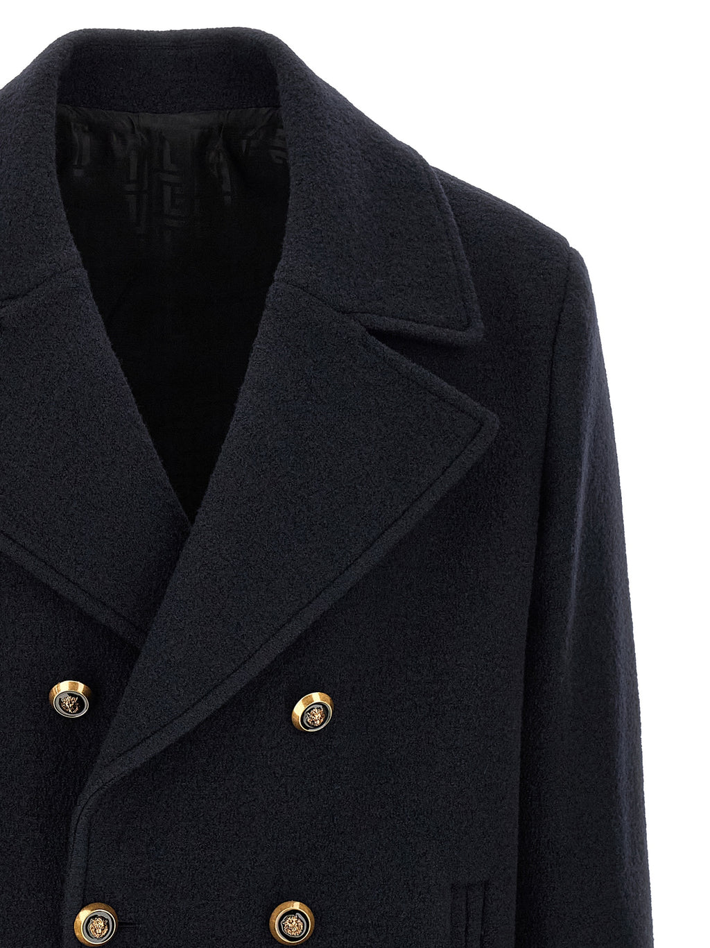 Balmain Blauwe Jas van Scheerwol