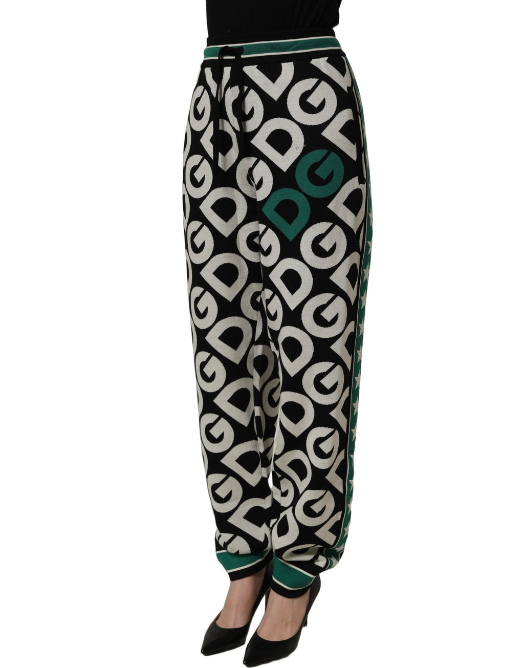 Dolce & Gabbana Black Wool Logo Jogger Sweatpants Pants