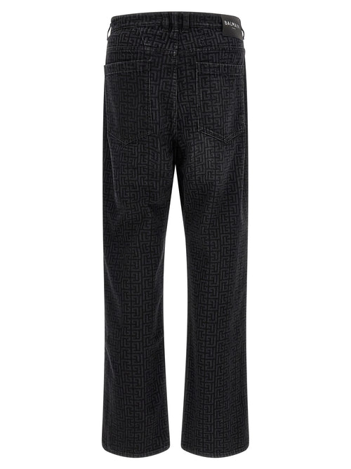 Balmain Black Cotton Straight-Leg Jeans