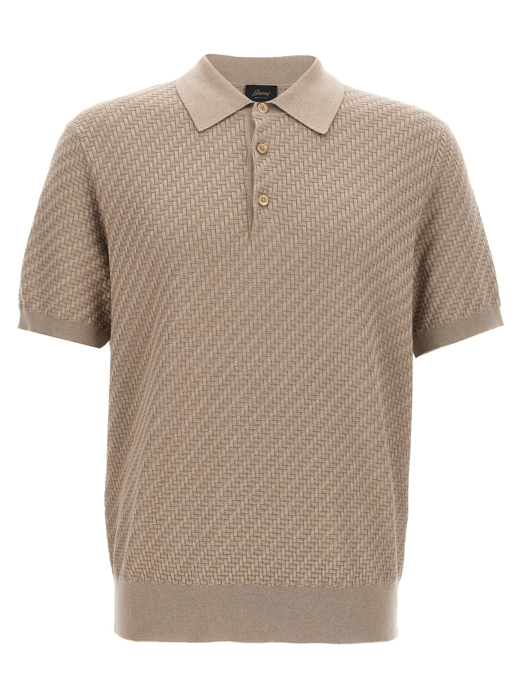 Brioni Beige Cotton Polo Shirt