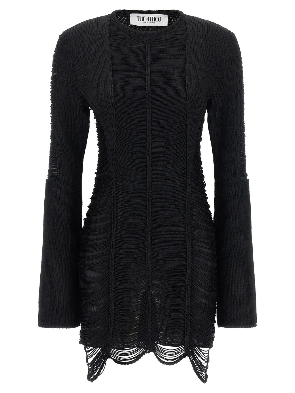 The Attico Black Viscose Short Dress