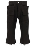 Rick Owens Black Cotton Cargo Pants