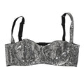 Dolce & Gabbana Silver Sequined Nyon Balconnet Bra Underwear