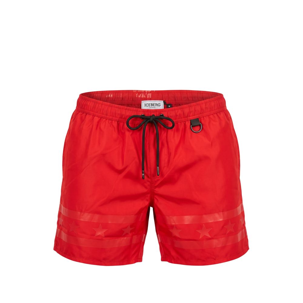 Iceberg Rote Polyester-Badeshorts für Herren